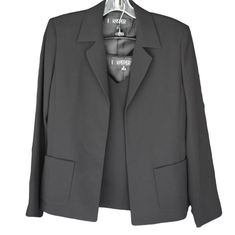 Women's Kasper Black Polyester Blazer W/ Matching Black Top Size 2P